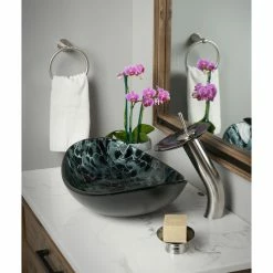 Novatto Tartaruga Oval Glass Vessel Sink Set, Brushed Nickel -home bar shop c8018ab9078fd705 0920 w800 h800 b0 p0