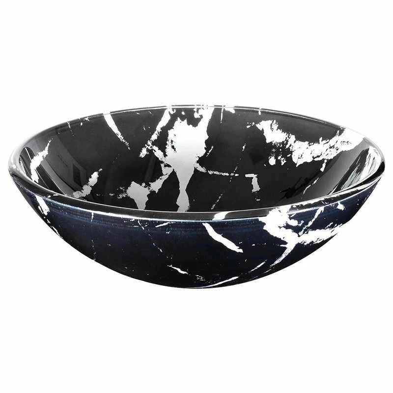 Yescom Bathroom Tempered Glass Round Vessel Sink Marbling Pattern Vanity Bowl Basin 4 Yescom Bathroom Tempered Glass Round Vessel Sink Marbling Pattern Vanity Bowl Basin - Image 4