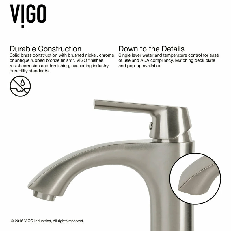 VIGO Crystalline Glass Vessel Sink And Linus Vessel Faucet, Brushed Nickel 14 VIGO Crystalline Glass Vessel Sink And Linus Vessel Faucet, Brushed Nickel - Image 14