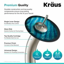 Kraus USA, Inc. Glass Vessel Sink, Bathroom Waterfall Faucet, PU Drain, Mount Ring, Nickel 14 Kraus USA, Inc. Glass Vessel Sink, Bathroom Waterfall Faucet, PU Drain, Mount Ring, Nickel -home bar shop c98147fd03518d09 9122 w800 h800 b0 p0