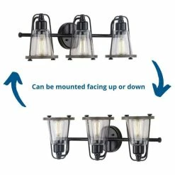 Progress Lighting Conway 3-Light Matte Black Clear Seeded Glass Farmhouse Bath Vanity Light -home bar shop c9f106810feb816e 5616 w800 h800 b1 p0