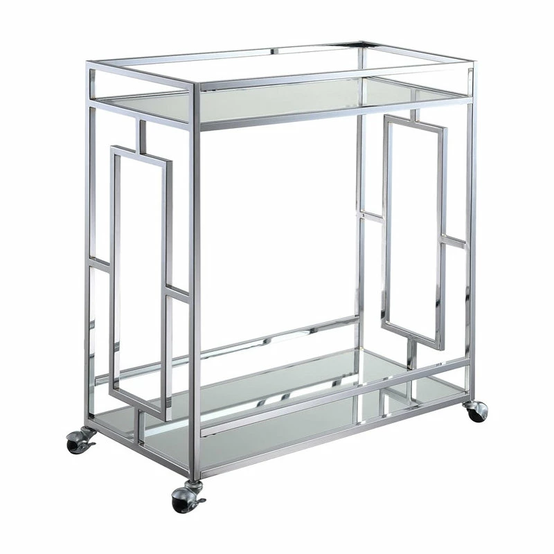 Convenience Concepts Town Square Glass And Chrome 2 Tier Bar Cart S14-127 5 Convenience Concepts Town Square Glass And Chrome 2 Tier Bar Cart S14-127 - Image 5