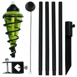 Sunnydaze Decor Sunnydaze 2-in-1 Swirling Metal Glass Outdoor Lawn Torch Set Of 4, Green -home bar shop cad11d5f0f3d603b 5817 w800 h800 b1 p0