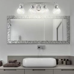 JONATHAN Y Shirley Metal, Bubbled Glass Vanity Light, Chrome, 4-Light -home bar shop cb214729037e51e9 5796 w800 h800 b0 p0