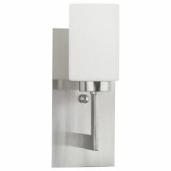 Linea Di Liara Brio Wall Sconce WithFrosted Glass Shade, Brushed Nickel