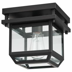 Globe Electric Sorrell 1-Light Bronze Outdoor Flush Mount Ceiling Light With Clear Glass Shade -home bar shop cbc11ab901819ea5 0484 w800 h800 b1 p0