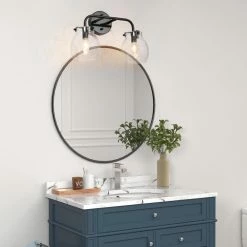 LNC Lighting LNC Modern 2-Light Black Bathroom Vanity Light With Globe Glass Shade -home bar shop cbf19b8f033506e3 9858 w800 h800 b0 p0