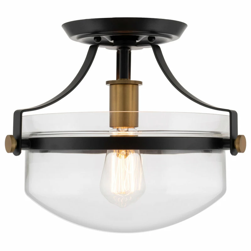 Kira Home Zurich 12" Rustic Farmhouse Ceiling Light, Glass Shade, Warm Brass 5 Kira Home Zurich 12" Rustic Farmhouse Ceiling Light, Glass Shade, Warm Brass - Image 5