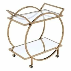 Acme Furniture ACME Traverse Glass Top Serving Cart In Champagne