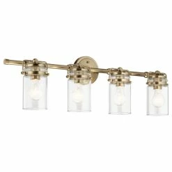Kichler Brinley 32.5" 4 Light Vanity Light, Clear Glass, Champagne Bronze