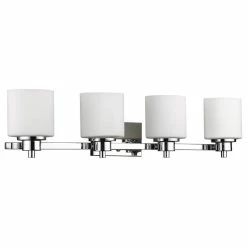 CHLOE Lighting, Inc. Solbi 4-Light Chrome Finish Bath Vanity Wall Fixture White Alabaster Glass 33"