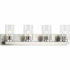 Progress Lighting Goodwin 4-Lt Brushed Nickel Modern Vanity Light With Clear Glass