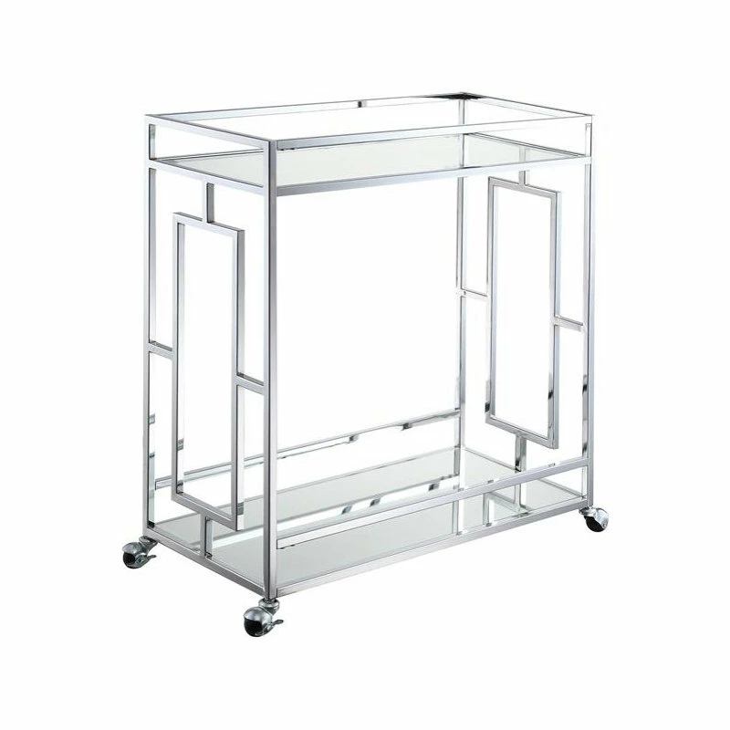 Convenience Concepts Town Square Glass And Chrome 2 Tier Bar Cart S14-127 2 Convenience Concepts Town Square Glass And Chrome 2 Tier Bar Cart S14-127 - Image 2