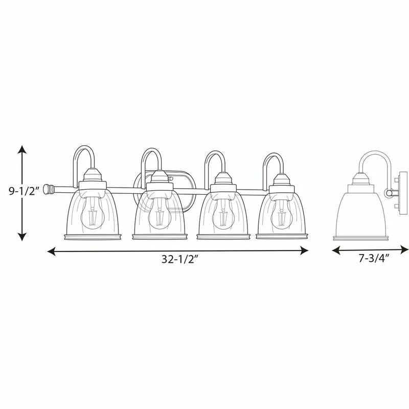 Progress Lighting Saluda Collection 4-Light Brushed Nickel Clear Glass Coastal Bath Vanity Light 5 Progress Lighting Saluda Collection 4-Light Brushed Nickel Clear Glass Coastal Bath Vanity Light - Image 5