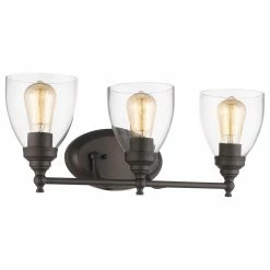 CHLOE Lighting, Inc. Elissa 3-Light Rubbed Bronze Bath Vanity-Light Clear Glass 23"