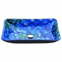 SpaWorld Corp ANZZI Avao Glass Vessel Sink, Blue