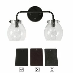 LNC Lighting LALUZ 2 Light Matte Black Modern Bathroom Vanity Light With Globe Seeded Glass -home bar shop d0f12a14040aa3e9 9179 w800 h800 b1 p0