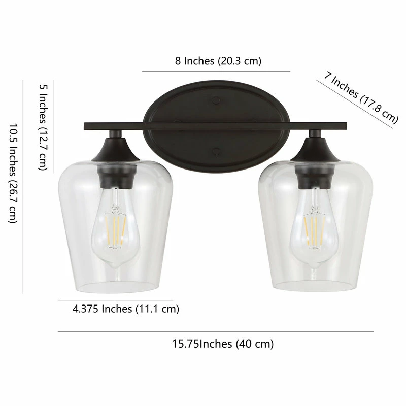JONATHAN Y Jayne 1-Light Iron/Glass Cottage LED Vanity Light, Oil Bronze, Width: 15.75" 11 JONATHAN Y Jayne 1-Light Iron/Glass Cottage LED Vanity Light, Oil Bronze, Width: 15.75" - Image 11