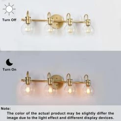 LNC Lighting 4-Lights Glass Shade And Matte Gold Modern LED Vanity Light -home bar shop d1915c970332cba8 3610 w800 h800 b0 p0