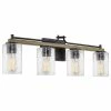 Kira Home Ashton 28" Farmhouse / Bathroom Light, Hammered Glass Shades, Smoked