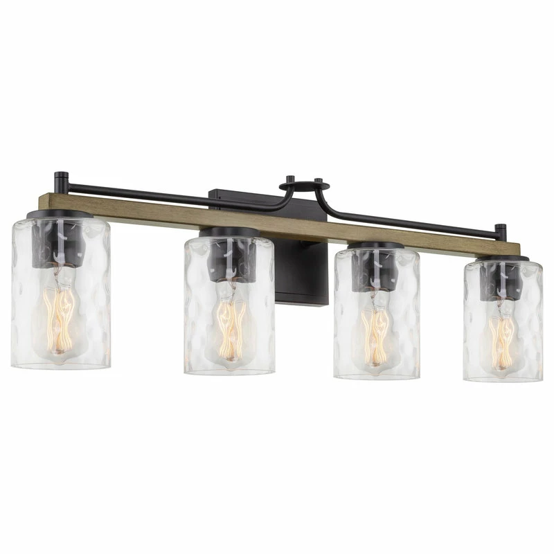 Kira Home Ashton 28" Farmhouse / Bathroom Light, Hammered Glass Shades, Smoked 1 Kira Home Ashton 28" Farmhouse / Bathroom Light, Hammered Glass Shades, Smoked