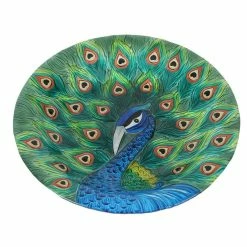 Luxen Home LuxenHome Peacock Glass Bird Bath With Metal Stand -home bar shop d261dcd0004c5189 7773 w800 h800 b1 p0