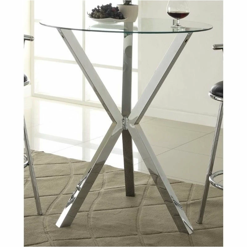Coaster Home Furnishings Coaster Contemporary Glass Top Pub Table In Chrome 3 Coaster Home Furnishings Coaster Contemporary Glass Top Pub Table In Chrome - Image 3