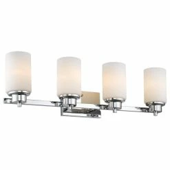 CHLOE Lighting, Inc. Scarlett 4-Light Chrome Finish Bath Vanity-Light Etched White Glass 29"