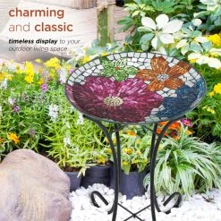 Alpine Corporation 18" Floral Metallic Mosaic Glass Birdbath With Metal Stand 17 Alpine Corporation 18" Floral Metallic Mosaic Glass Birdbath With Metal Stand -home bar shop d321371b013fc632 3610 w800 h800 b0 p0