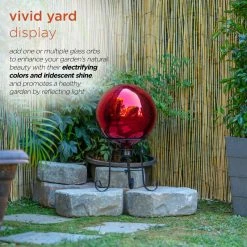 Alpine Corporation 10" Diameter Indoor/Outdoor Glass Gazing Globe Yard Decoration, Red -home bar shop d3811dc40019f37f 3521 w800 h800 b0 p0