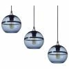 Casamotion Unique Optic Hand Blown Glass Pendant Lights, Brushed Nickel, Set Of 3, Blue