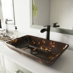 VIGO Rectangular Glass Vessel Bathroom Sink, Brown/Gold Fushion -home bar shop d471c8760e9ed8bf 2910 w800 h800 b0 p0