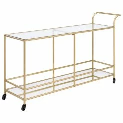 Acme Furniture Kenda Serving Cart, Gold And Glass And Mirrored