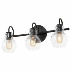 LNC Lighting LNC 22" Modern Matte Black Globe Clear Glass Bathroom Vanity Light