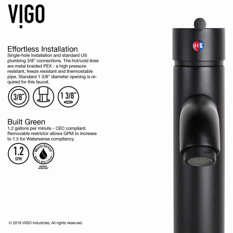 VIGO Russet Glass Vessel Sink And Seville Faucet Set, Matte Black Finish 13 VIGO Russet Glass Vessel Sink And Seville Faucet Set, Matte Black Finish - Image 13