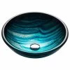 Kraus USA, Inc. Nature Series 17" Round Blue Glass Vessel 19mm Bathroom Sink
