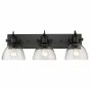 Golden Lighting Hines Bath Vanity, 3-Light, Matte Black, Seeded Glass, 25.25"W