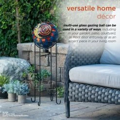 Alpine Corporation Indoor/Outdoor Glass Mosaic Sun And Moon Design Gazing Globe Yard Decoration -home bar shop d781fffc0036949f 3490 w800 h800 b0 p0