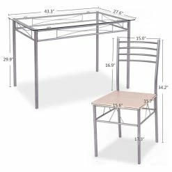 Costway 5 Piece Dining Set Table And 4 Chairs Glass Top Kitchen Furniture -home bar shop d7a14a570bc9727b 9856 w800 h800 b1 p0