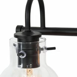 LNC Lighting LNC 22" Modern Matte Black Globe Clear Glass Bathroom Vanity Light -home bar shop d7a1d7d50311ab91 5580 w800 h800 b0 p0