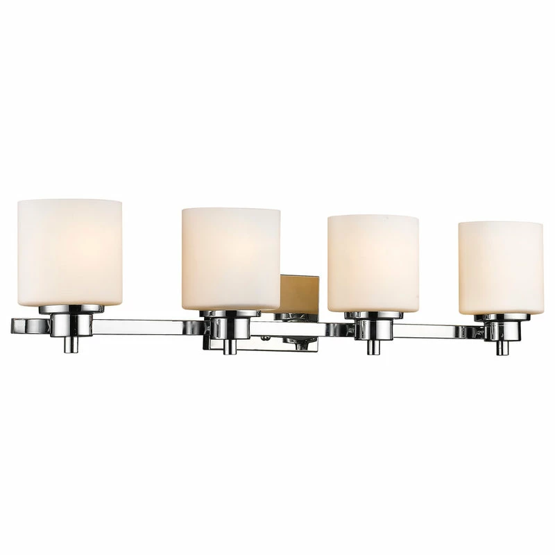 CHLOE Lighting, Inc. Solbi 4-Light Chrome Finish Bath Vanity Wall Fixture White Alabaster Glass 33" 2 CHLOE Lighting, Inc. Solbi 4-Light Chrome Finish Bath Vanity Wall Fixture White Alabaster Glass 33" - Image 2