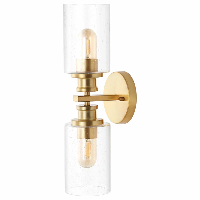 JONATHAN Y Jules Edison 16.5" 2-Light Seeded Glass LED Vanity, Brass Gold 9 JONATHAN Y Jules Edison 16.5" 2-Light Seeded Glass LED Vanity, Brass Gold - Image 9