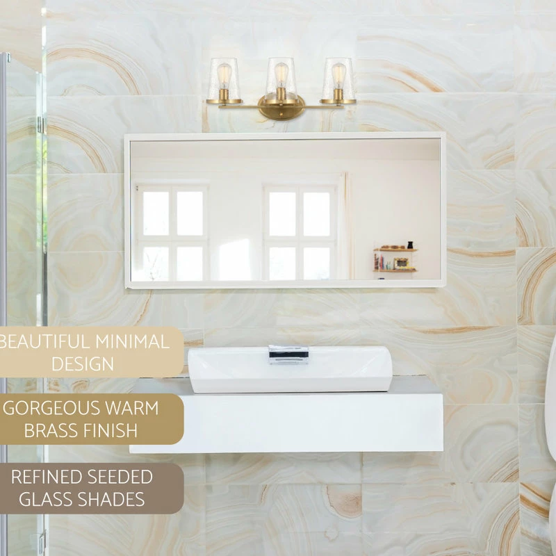 Kira Home Trinity 24" Bathroom Light, Light Fixtures, Cone, Funnel Glass Shades 3 Kira Home Trinity 24" Bathroom Light, Light Fixtures, Cone, Funnel Glass Shades - Image 3