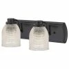 Destination Lighting 2-Light Bath Bar With Clear Prismatic Glass In Bronze Finish