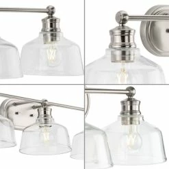 Progress Lighting Singleton 3-Light 26.5" Brushed Nickel Vanity Light With Clear Glass Shades -home bar shop da51102402bb2216 1386 w800 h800 b0 p0