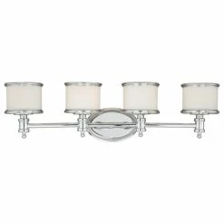 Vaxcel Carlisle 1-Light Vanity, Chrome, White Frosted Opal Glass, 4-Light