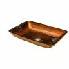 Vinnova Glass Rectangular Vessel Bathroom Sink Without Faucet, Reddish Brown