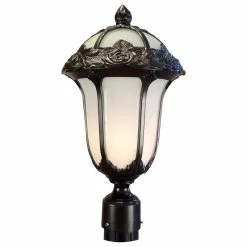 Special Lite Products Company Rose Garden Medium Post Mount Light, Oil Rubbed Bronze, Alabaster Glass