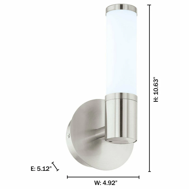 EGLO USA 1x6W LED Vanity Wall Light, Satin Nickel Finish And Opal Glass 2 EGLO USA 1x6W LED Vanity Wall Light, Satin Nickel Finish And Opal Glass - Image 2
