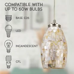 Kira Home Coast 9" Oval Pendant Light, Hand-Crafted Mosaic Sea Shell Glass, / -home bar shop dcf1c78500ca70ac 8688 w800 h800 b0 p0